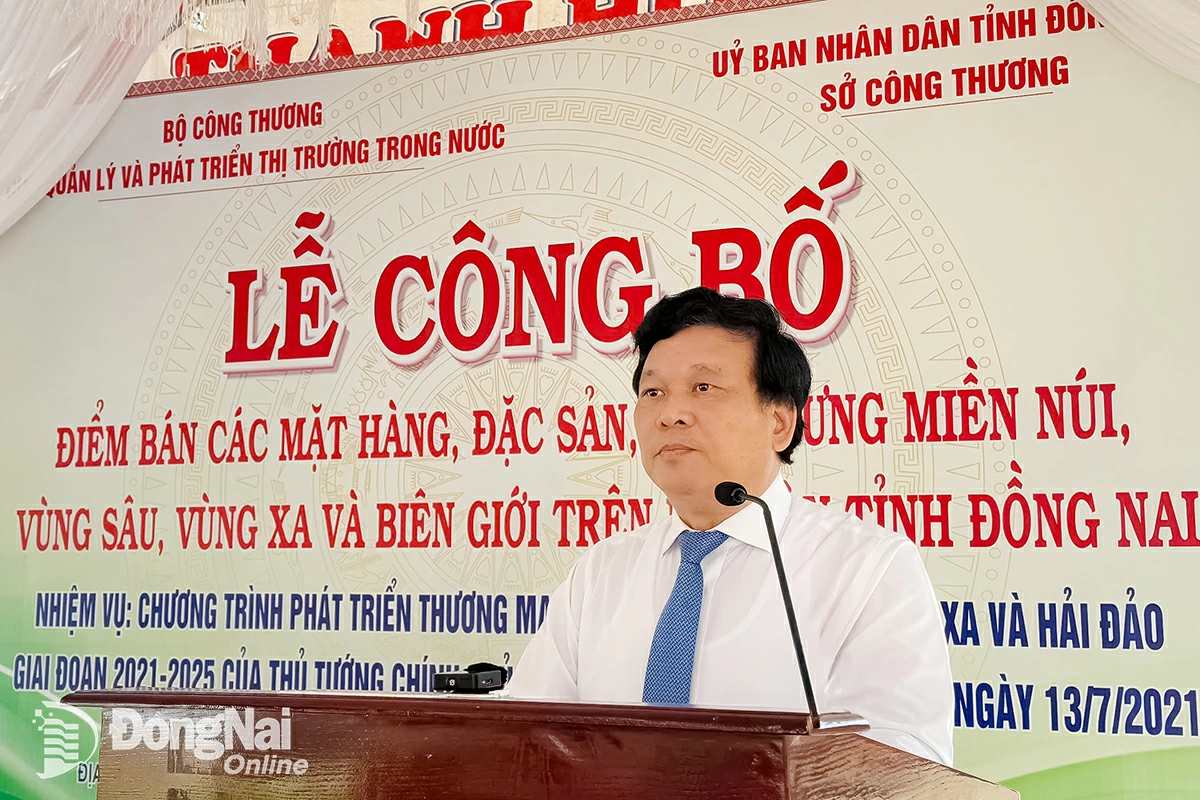 Tỉnh ủy viên, Giám đốc Sở Công Thương tỉnh Đồng Nai Vũ Ngọc Long phát biểu tại lễ công bố.